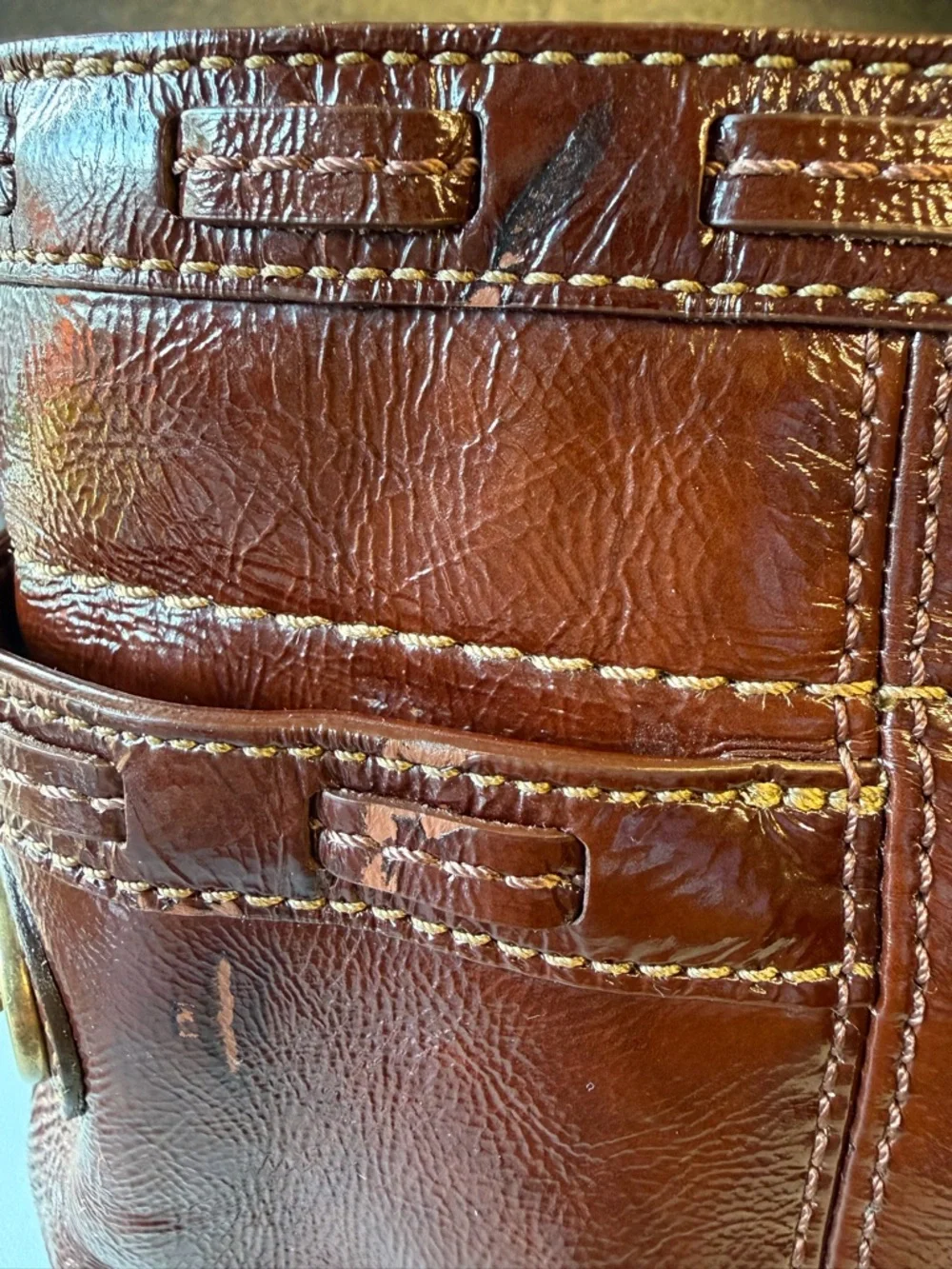 Coach Patent Leather Shoulder Tote with Gold Hardware! #11500 - Picture 5 of 16